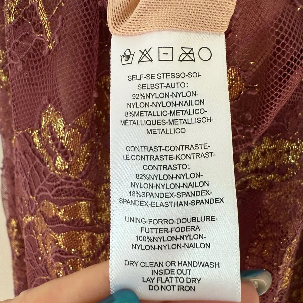 NWT Helsi Cara Strapless Lace Dress in Pink Mauve and Gold. Medium. - Picture 11 of 12